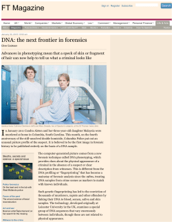 "DNA: the Next Frontier in Forensics" -