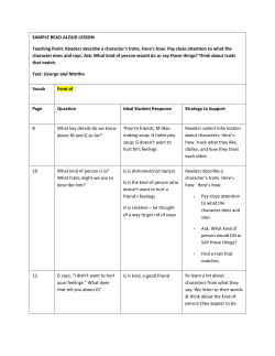 SAMPLE READ ALOUD LESSON Teaching Point: Readers describe