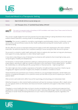 Food and Mood in a Therapeutic Setting