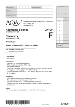 Chemistry (Foundation) : Question paper