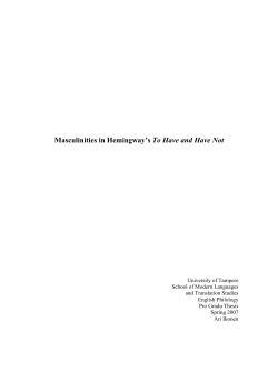 Masculinities in Hemingway`s To Have and Have Not