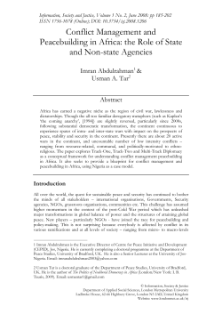 Conflict Management and Peacebuilding in Africa: the Role of State