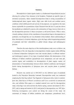 Summary Decomposition of plant organic matter is a fundamental