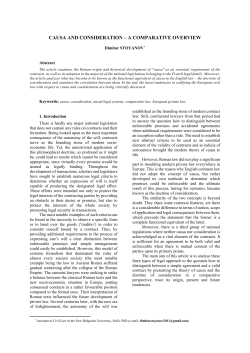 causa and consideration &ndash; a comparative overview