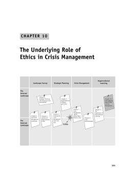 The Underlying Role of Ethics in Crisis Management CHAPTER 10