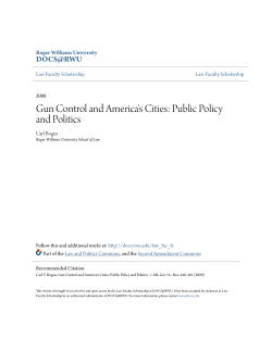 Gun Control and America`s Cities: Public Policy and