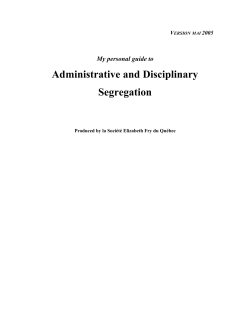Administrative and Disciplinary Segregation