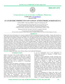ISSN 2347-2375 AN AYURVEDIC PERSPECTIVE OF FATIGUE