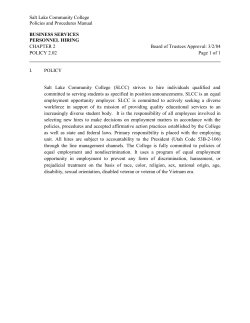 Salt Lake Community College Policies and Procedures Manual