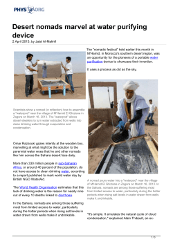 Desert nomads marvel at water purifying device