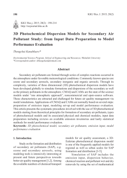 3D Photochemical Dispersion Models for Secondary Air Pollutant
