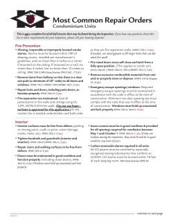 Most common repair orders for condos