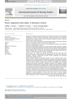 Nurse migration from India: A literature review
