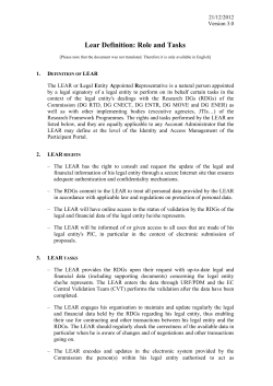 Lear Definition: Role and Tasks