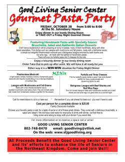 Gourmet Pasta Party - Good Living Senior Center