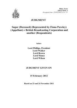 JUDGMENT Sugar (Deceased) (Represented by Fiona Paveley