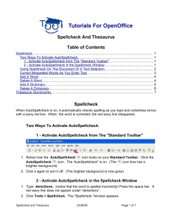 Spellcheck And Thesaurus Table of Contents Spellcheck