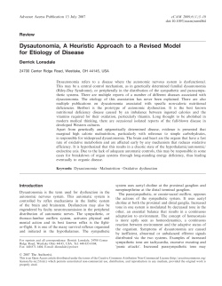 Dysautonomia, A Heuristic Approach to a Revised Model