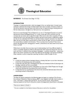Theological Education Lessons - Catholic Institute of Education