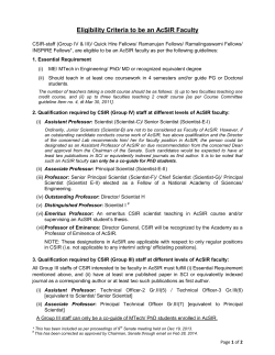 Eligibility Criteria to be an AcSIR Faculty