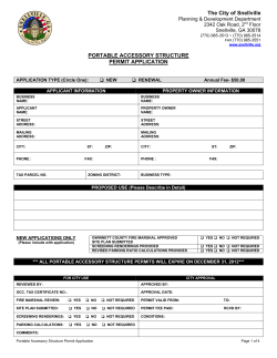 The City of Snellville PORTABLE ACCESSORY STRUCTURE