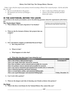 History Fair Field Trip and Topic Guide