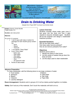 Drain to Drinking Water - Sustainability Science Education