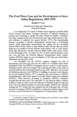 The Ford Pinto Case and the Development of Auto Safety