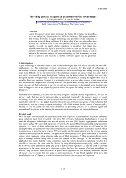 Providing privacy to agents in an untrustworthy environment