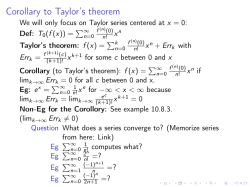 Corollary to Taylor`s theorem