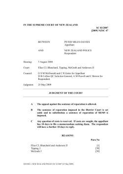 Peter Miles DAVIES v New Zealand Police