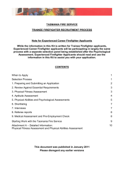 TASMANIA FIRE SERVICE TRAINEE FIREFIGHTER
