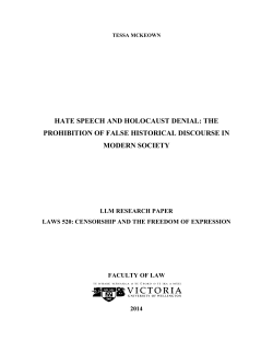 hate speech and holocaust denial - VUW research archive