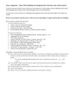 Essay Assignment &ndash; Topic: What challenges do immigrants face