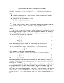1 MOTION WITH CONSTANT ACCELERATION