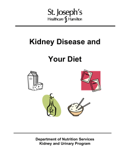 Kidney Disease and Your Diet - St. Joseph`s Healthcare Hamilton