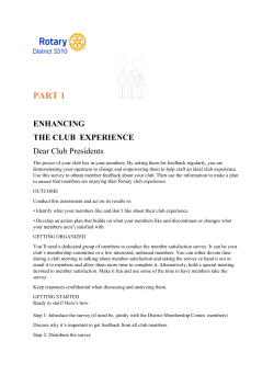 Enhancing the Club Experience - Rotary International District 3310