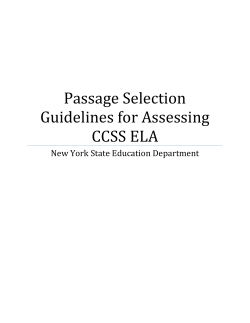 Passage Selection Guidelines for Assessing CCSS ELA