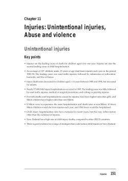 Injuries: Unintentional injuries, Abuse and violence