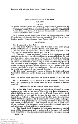 Home Owners` Loan Act of 1933 - FRASER (St.Louis Fed)