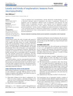 Levels and kinds of explanation: lessons from neuropsychiatry