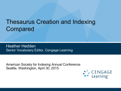 Thesaurus Creation and Indexing Compared - ASI