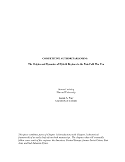 COMPETITIVE AUTHORITARIANISM: The Origins and Dynamics of