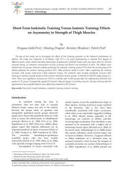 Short-Term Isokinetic Training Versus Isotonic Training