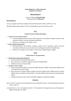 Universit&agrave; Bocconi &ndash; PhD in Economics Academic Year 2014