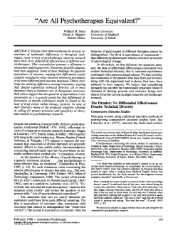 Are All Psychotherapies Equivalent?