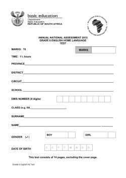ANNUAL NATIONAL ASSESSMENT 2015 GRADE 6 ENGLISH