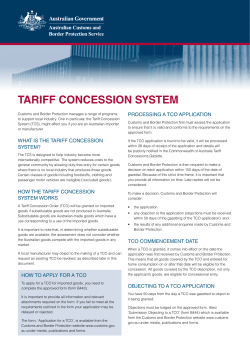 TARIFF CONCESSION SYSTEM