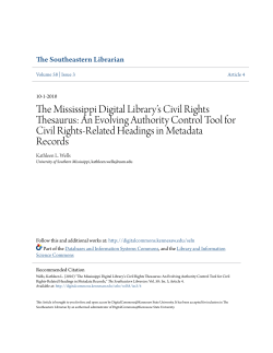The Mississippi Digital Library&acirc;&bull;Žs Civil Rights Thesaurus: An