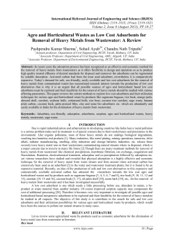 Agro and Horticultural Wastes as Low Cost Adsorbents for Removal